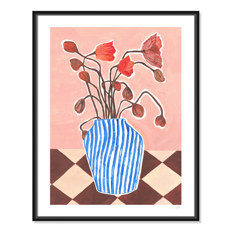 Poppies Print par Violets Print House, Toile avec cadre, L 23,5 po x H 29,5 po, Cadre flottant noir