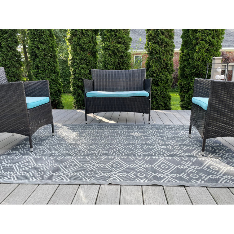 Union Rustic Recycled Patio Outdoor Plastic Straw Rug Clearance