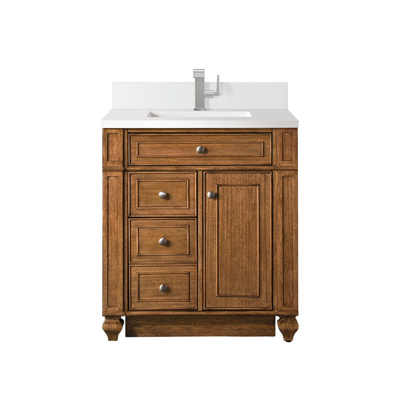 Bristol 30'' W Single Vanity, Saddle Brown, Single-Hole, White Zeus