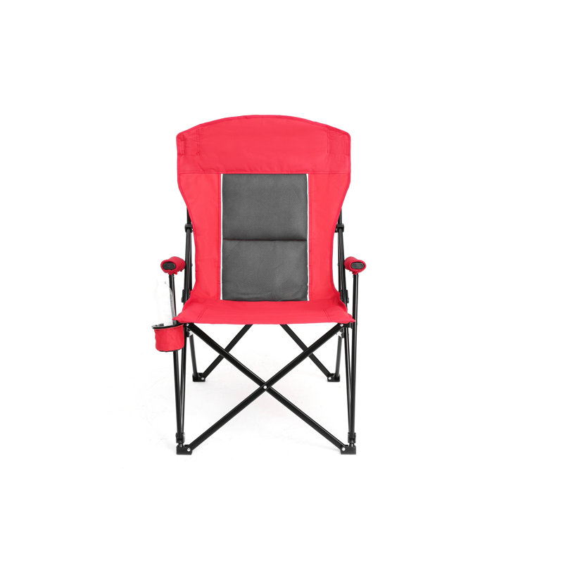 Chaise rouge avec porte-gobelet, support de 250 lb, pliable pour l'extérieur, le camping et le jardin, Rouge