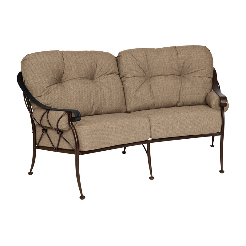 Derby 73.75'' Wide Iron Loveseat with Cushions, Impact Vapor Gray Sunbrella®, Textured Black