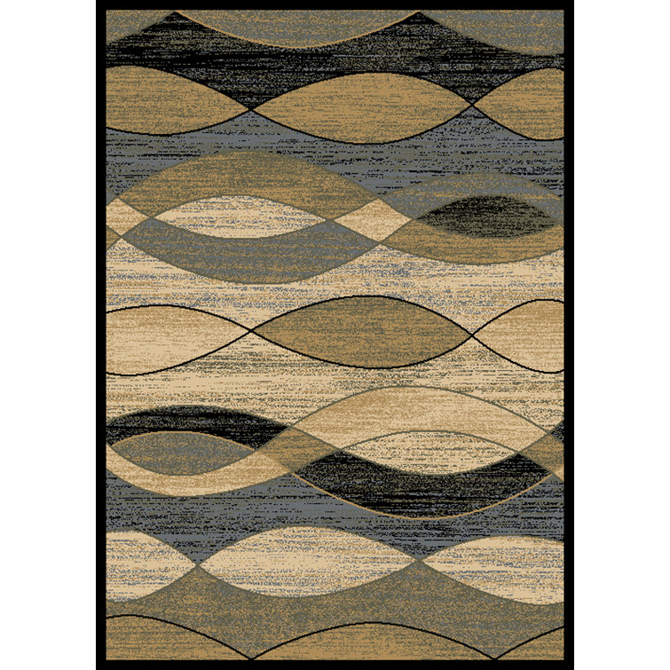 Tapis à motif abstrait beige et bleu City