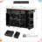53-Inch Farmhouse Kitchen Island with Power Outlet, Drop Leaf, and Locking Wheels, Black