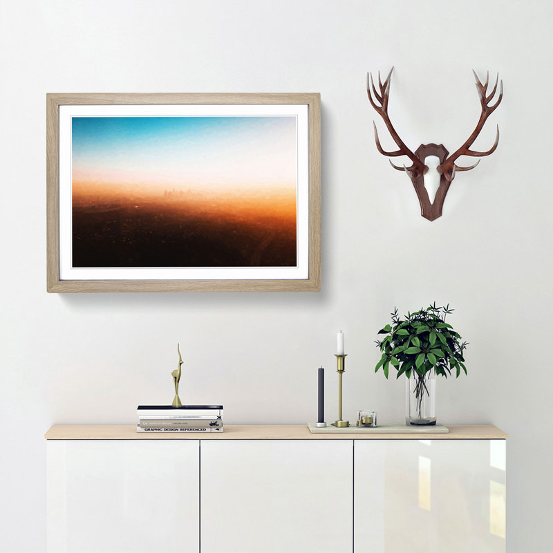 The Downtown Los Angeles Skyline - Picture Frame Graphic Art Print, 48cm H x 65cm W x 2cm D, Oak Framed