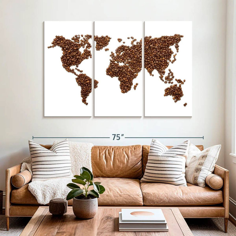 Aliaz Coffee Beans World Map, 42" H x 65" W