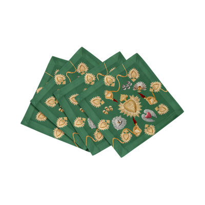 Serviettes de cocktail en satin de coton ex voté Sacred Hearts