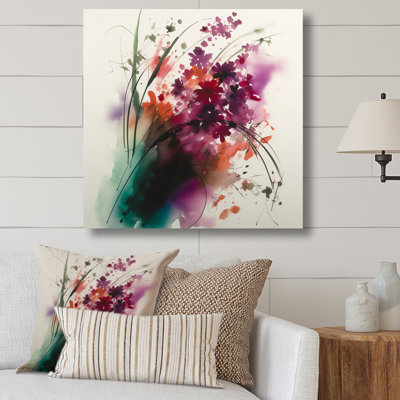 Vinoy, fleurs mauves et vertes élégantes sur toile