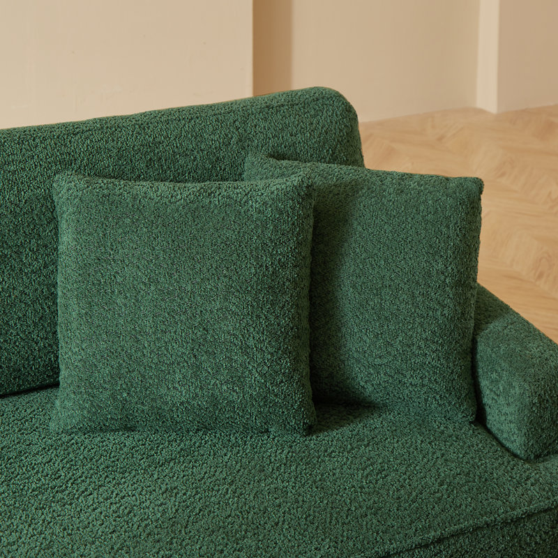 Mashawna Upholstered Chaise Lounge and Stool, Boucle Green