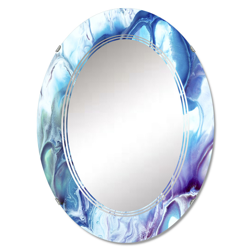 Miroir mural bleu et mauve abstrait - moderne, 36 po x 24 po