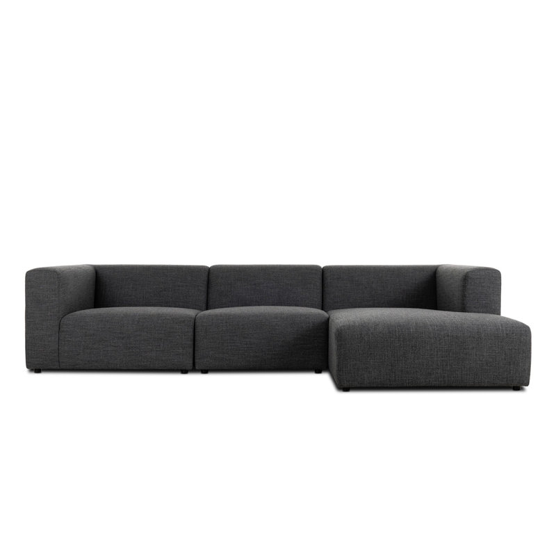 Canapé modulaire 3 pièces Aram Sloan, Face à la droite, Mélange de polyester gris anthracite Saxon