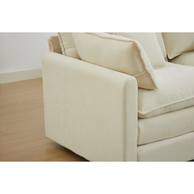 Luxueux et élégant 3 avec chenille amovible en forme de L moderne pour le décor de la chambre à coucher, profondeur de 99 po, largeur de 65 po, hauteur de 32 po, poids de 162,4 lb, hauteur