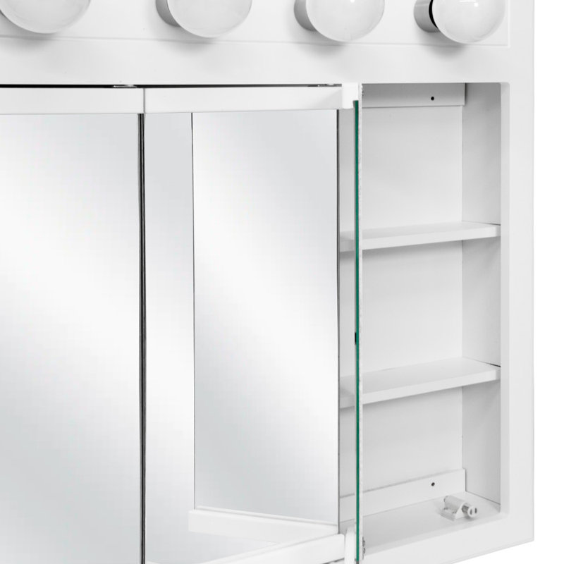 Bathroom Medicine Cabinet, Wall Mounted, Mirror, White, 30" H x 30" W x 5.13" D