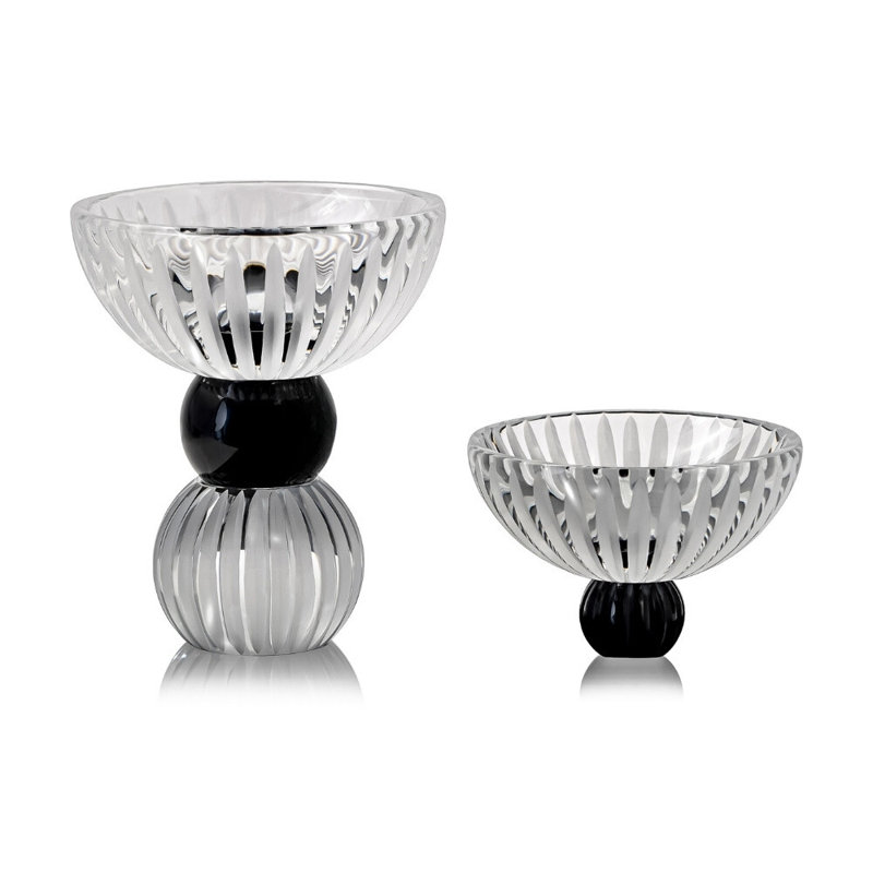 Bol décoratif en cristal fait à la main Ambrosiá, Transparent / noir