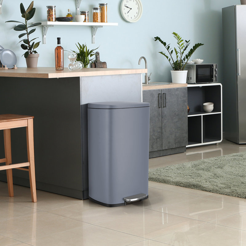 Almada Stainless Steel Step On Kitchen Trash Can - 8L