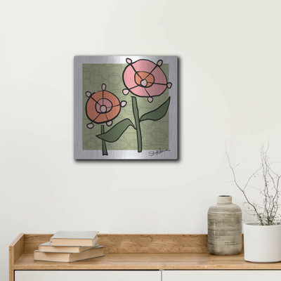 " Abstract Floral On Green " by St. Hilaire Elizabeth