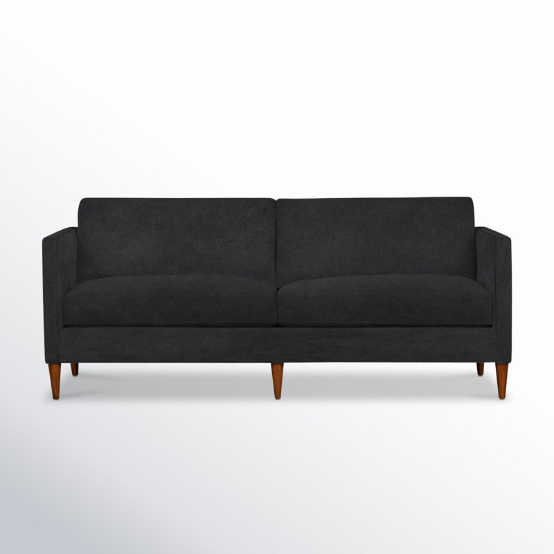 Clifford 87" Upholstered Custom Sofa, Bella Gunmetal Performance Velvet