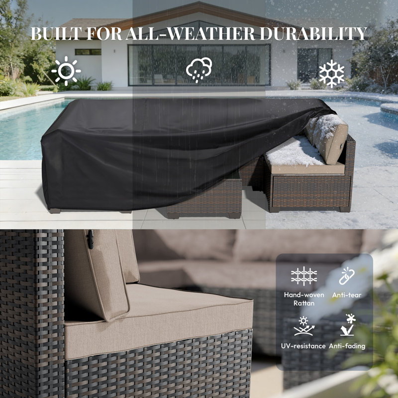  Patio Furniture Set - All-Weather,Water-Resistant - 7 Piece Patio Wicker Rattan Sectional Sofa, Modular Outdoor Conversation Set for Backyard, Garden, Poolside, Balcony