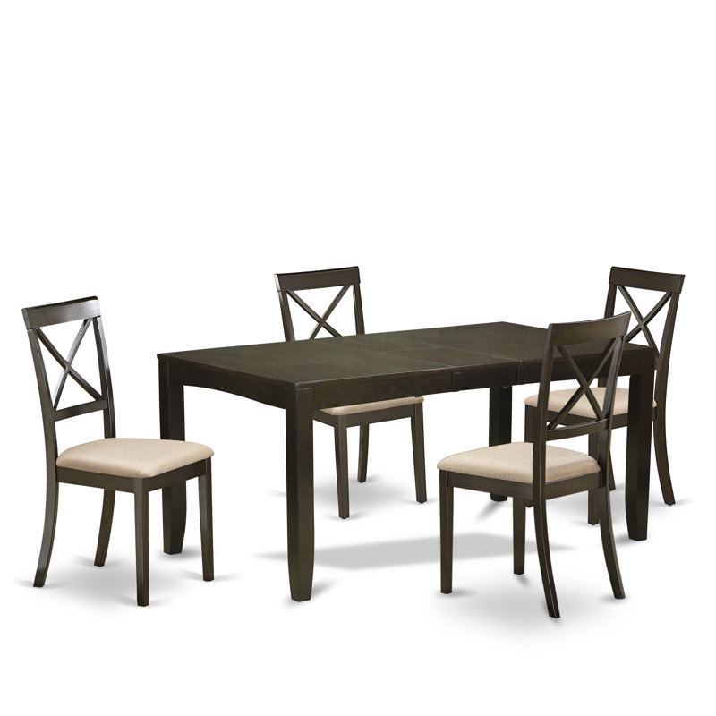 Smithers Solid Wood Solid Wood Top Four Leg Dining Set, 5 Pieces: 1 Table, 4 Chairs
