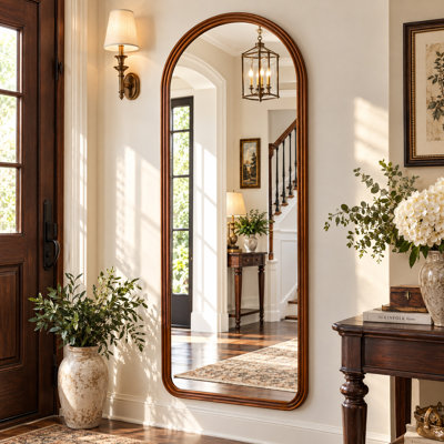 Arched Full Length Mirror with Solid Wood Frame for Bedroom living room Entryway