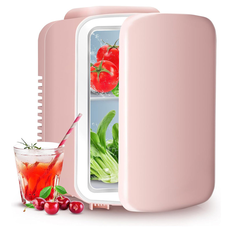 Mini réfrigérateur portatif 4L avec réfrigérateur et réchaud de 6 canettes pour nourriture, boissons, soins de la peau, bureau