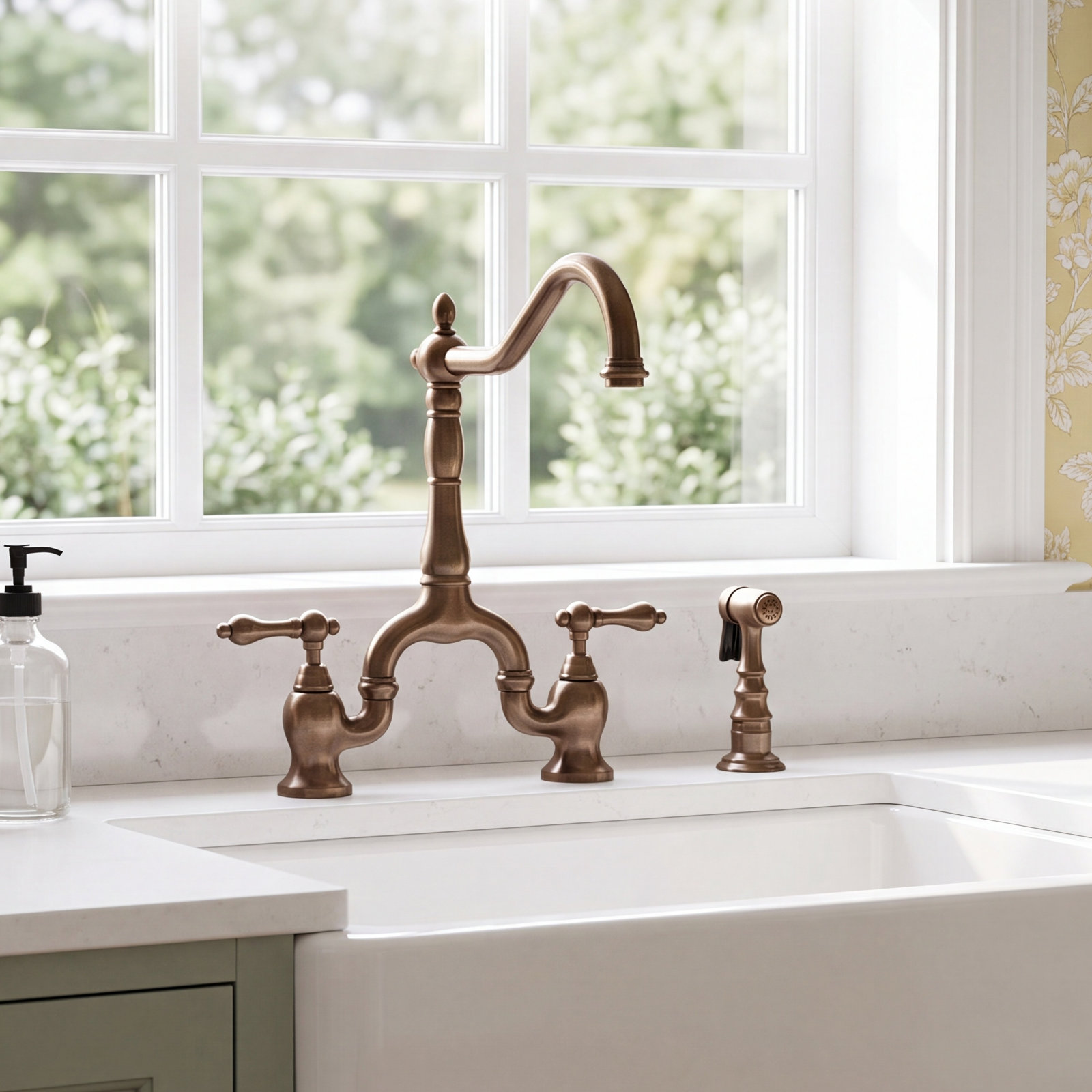 Kingston Brass English Country Bridge Faucet, Antique Copper