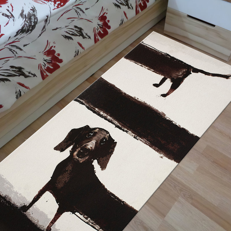 Abstract Art Inspired With Pile Soft Printed Rug Featuring Harmonious Blend of Bright Color Strokes Ideal for Adding Artistic Touch to Any Room
