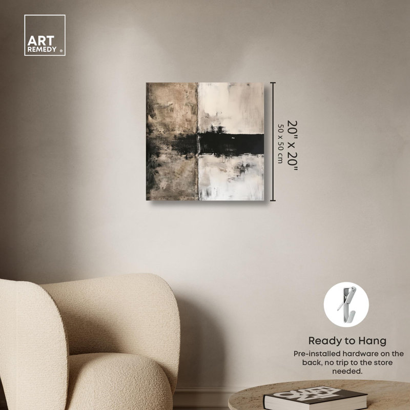 Muddy Veil Neutral Abstract Wrapped Canvas Art, 20" x 20"