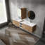 Meuble-lavabo mural de 84 po avec lavabo et armoire latérale de 84 po offrant beaucoup de rangement et une conception élégante.