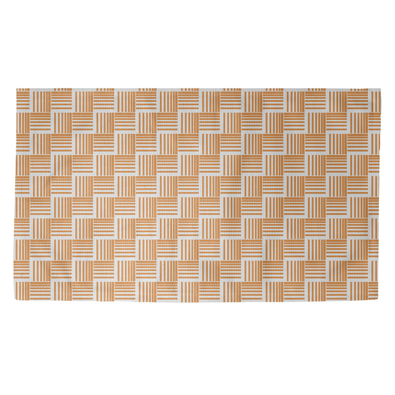 Tapis orange à motif de rayures nattées classiques, Rectangle 2 pi x 3 pi