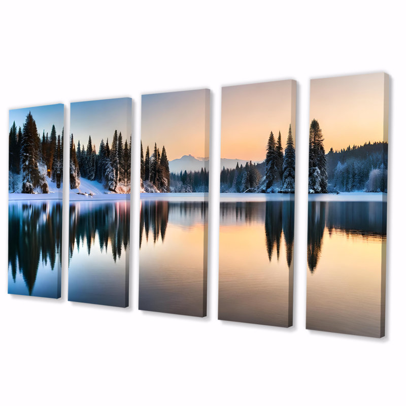 Hiver Alaskan Beauté V - Décoration murale Paysages - 5 panneaux égaux