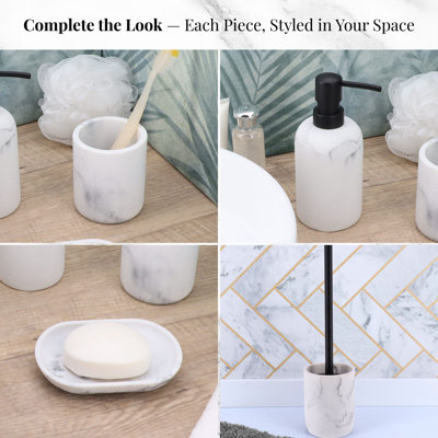 4-Piece Marble Bathroom Accessory Set