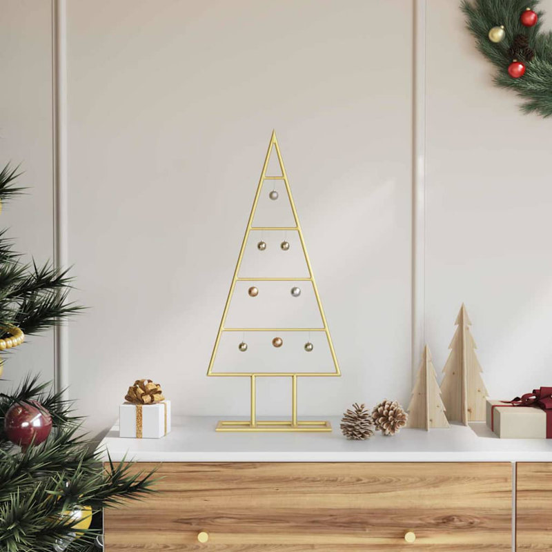  Metal Christmas Tree with Stand steel, Gold, 1.97' H