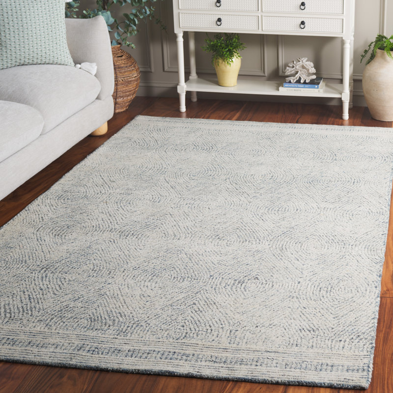 Cole Hand Tufted Wool Rug, Rectangle 3' x 5', Blue/Ivory