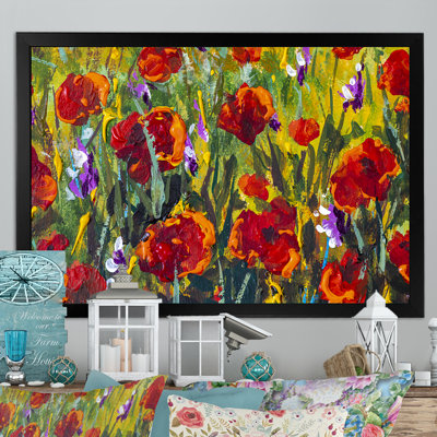 Red Poppies Spring Flower - reproduction de cadre flottant sur toile