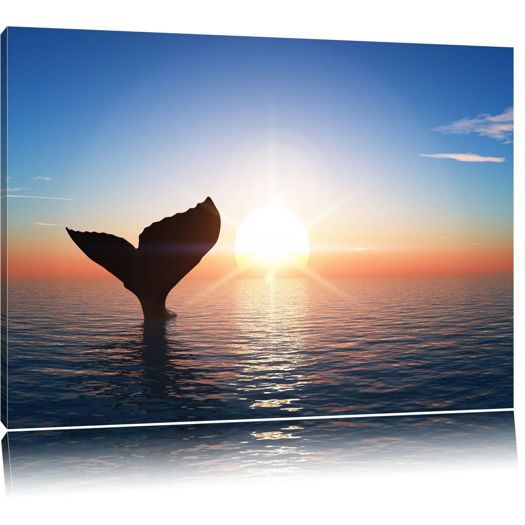 Leinwandbild Whale Fin at Sunset 