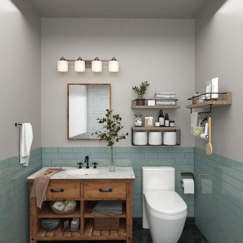 Floating Shelves Bathroom Cabinet, Natural/Black