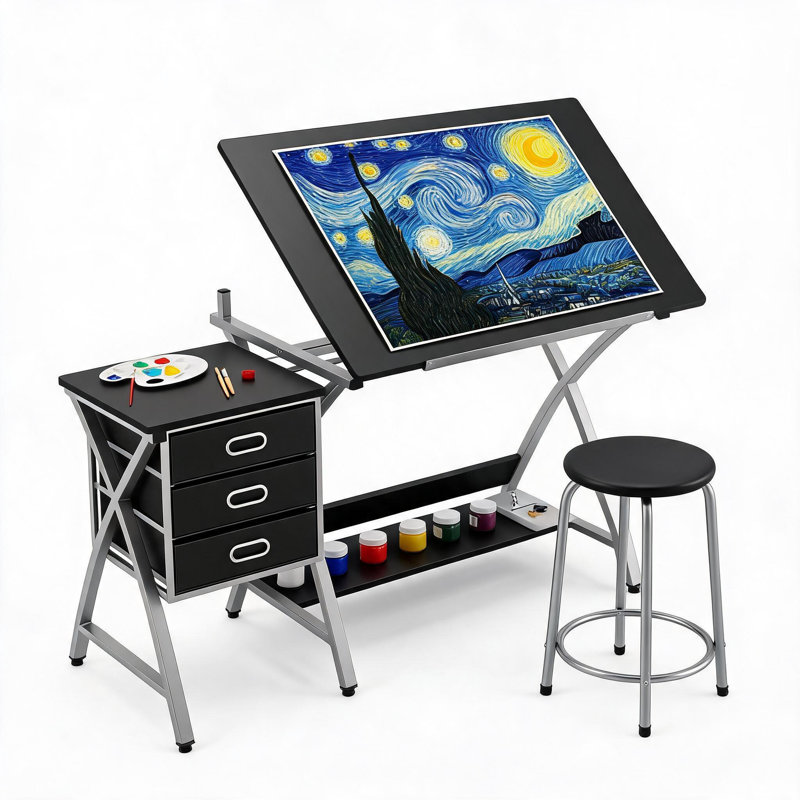 Metal Base Drafting Table