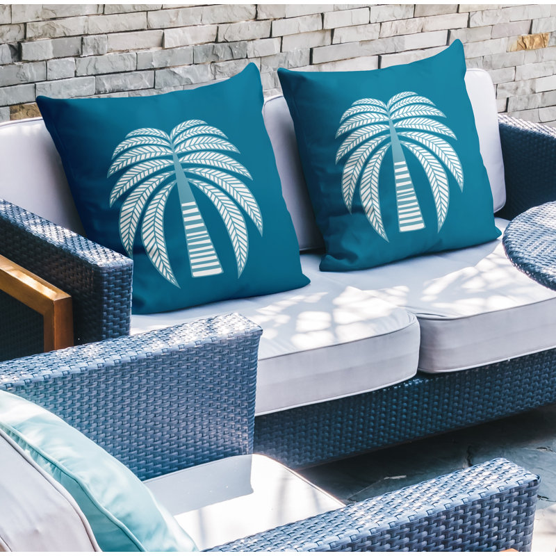 Housse et insert de coussin décoratif intérieur / extérieur en mélange de polyester, L 17 po x H 17 po, Turquoise