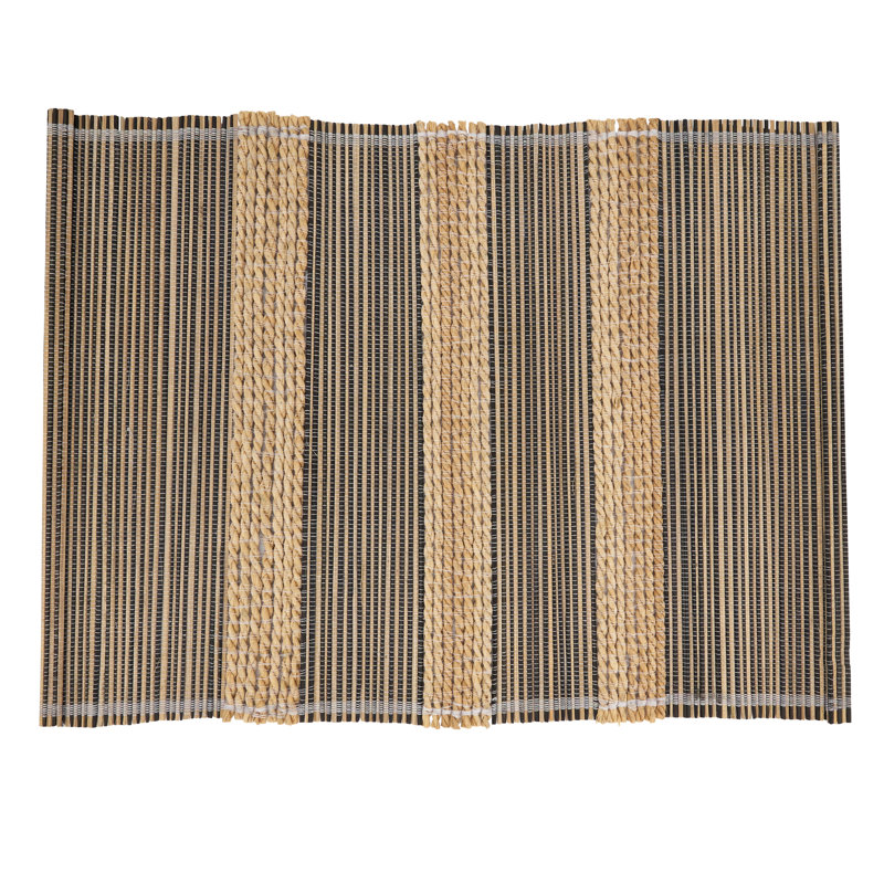 Natural Striped Seagrass and Palm Stick Placemats, Set of 4
