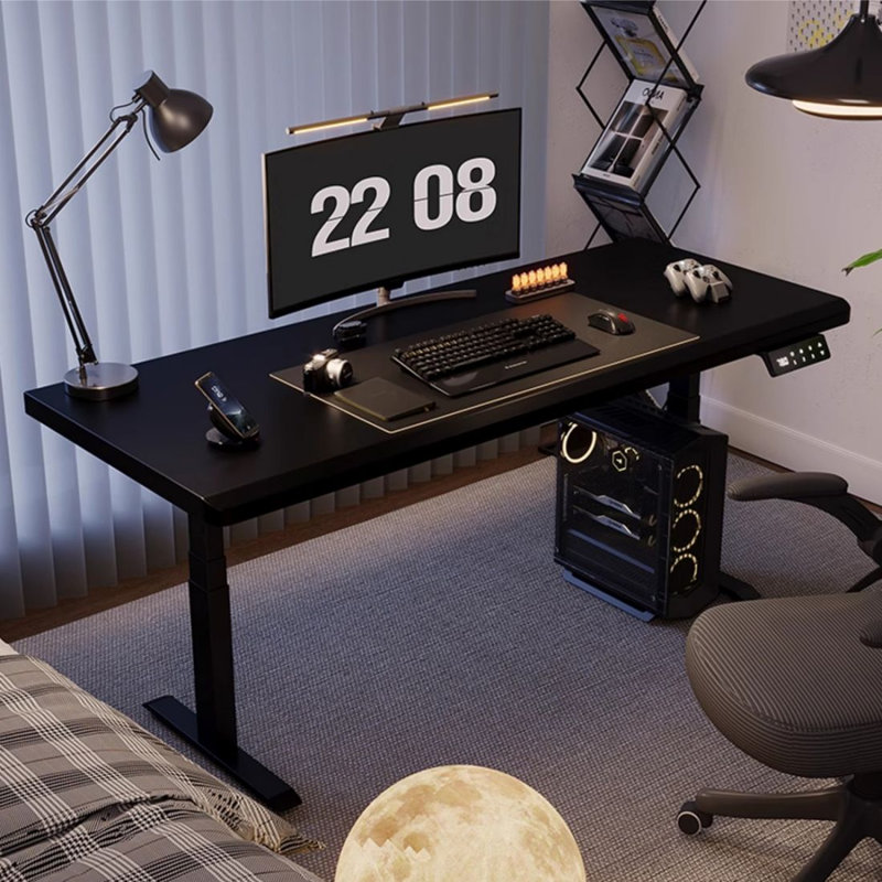 Bureau debout noir rectangulaire en bois massif, 50" H x 70.87" W x 27.56" D