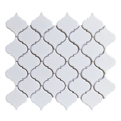 White 12x12 Glossy Porcelain Lantern Mosaic Tile 2" - Kitchen Backsplash & Bathroom Wall Tile
