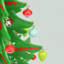 Décoration de table arbre de Noël vert 13,75 "découpé avec ornements