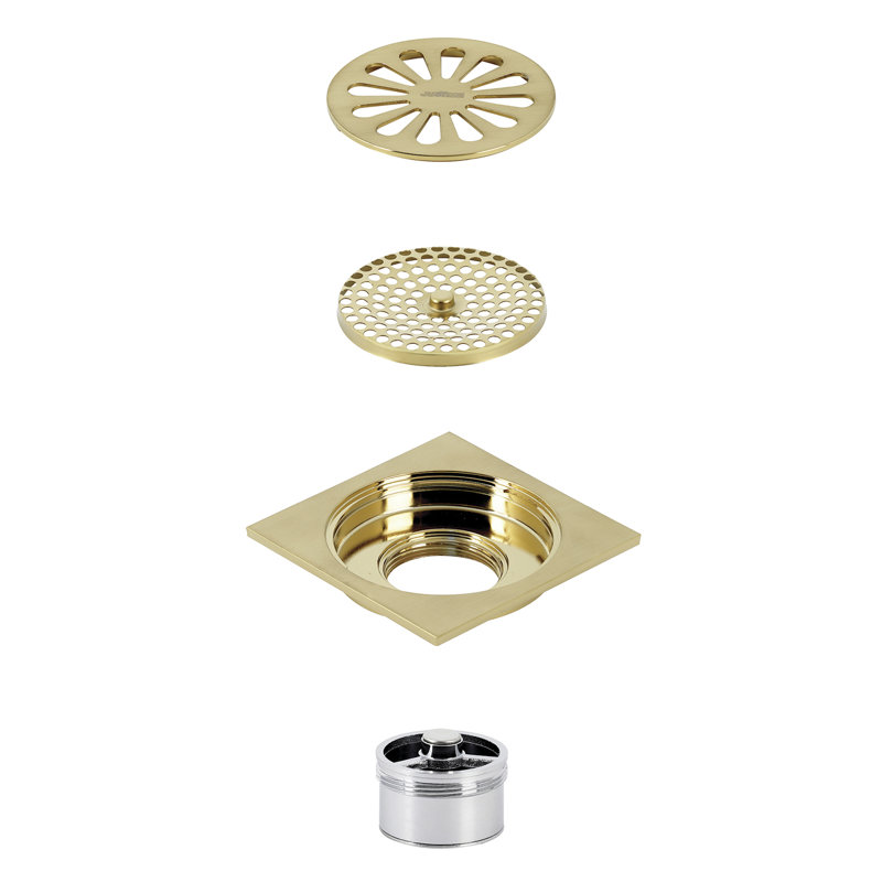 Watercourse Grid Shower Drain, Brushed Brass