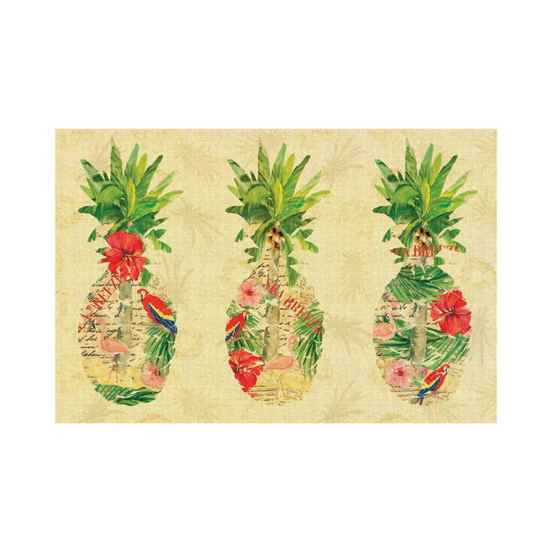 Triple Tropical Pineapple Collage by Julie Derice - Wrapped Canvas Painting, 45.72cm H x 66.04cm W x 1.905cm D