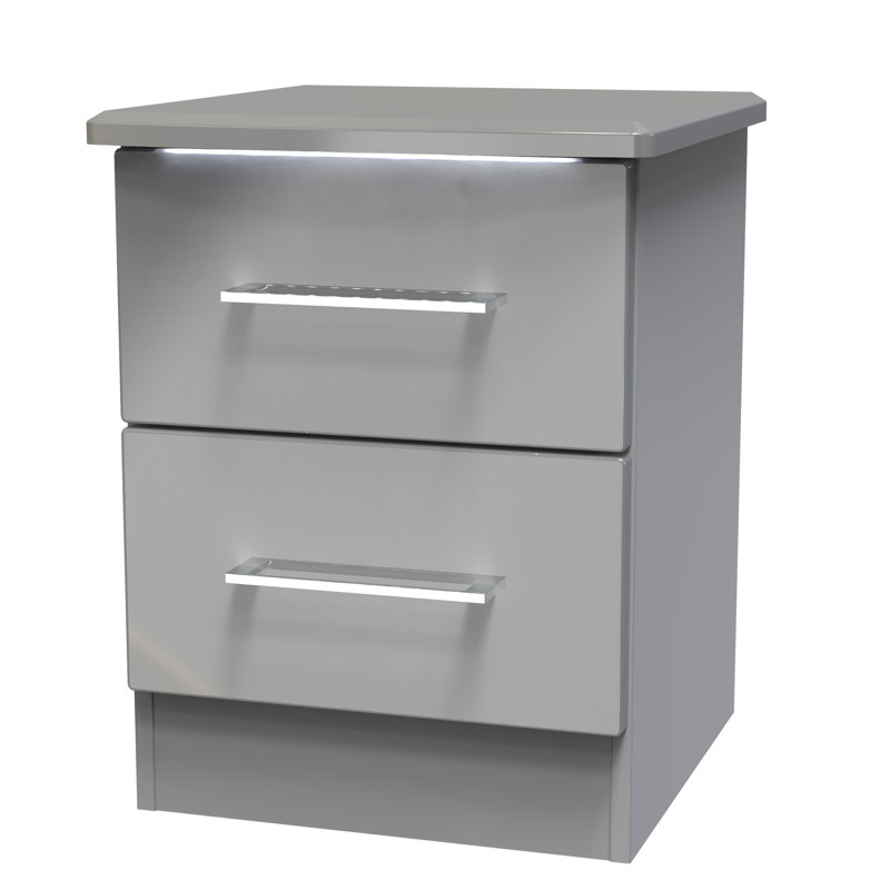 Paris 40cm W Manufactured Wood Bedside Table, Grey
