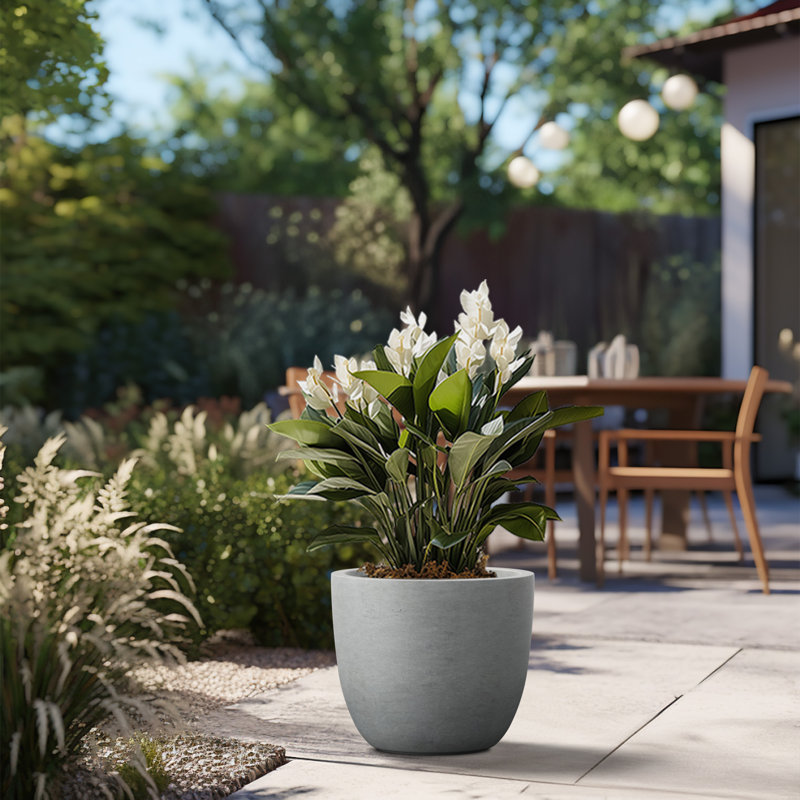 Larney Handmade Pot Planter, 11.81" H x 13.78" W x 13.78" D, Stone Finish