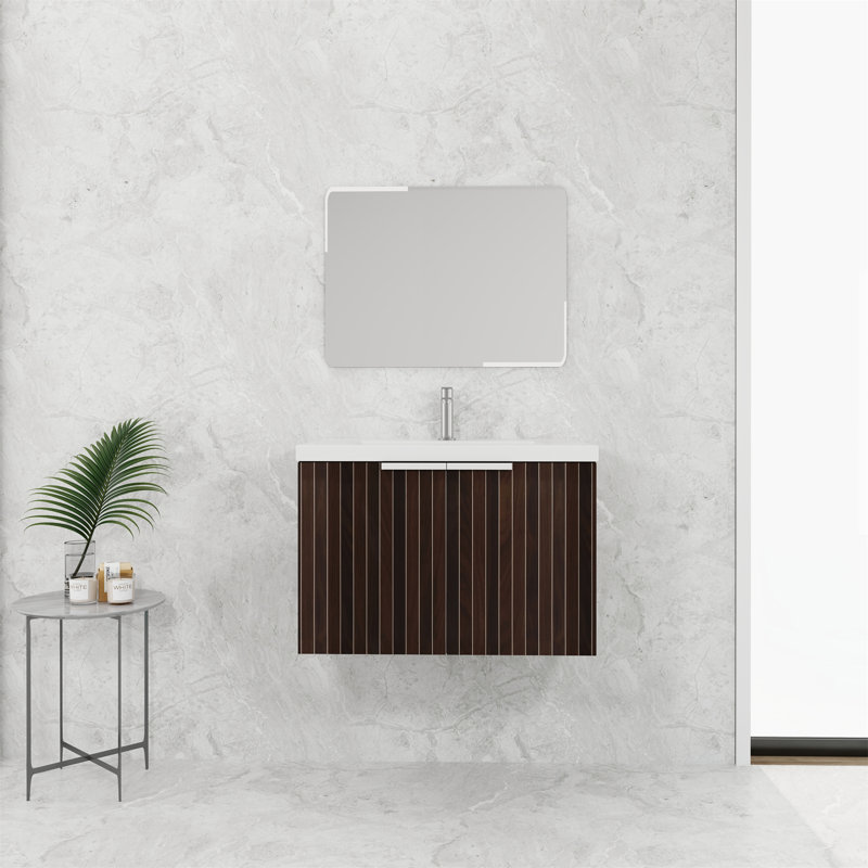 Meuble-lavabo de salle de bain avec lavabo en résine, 35"