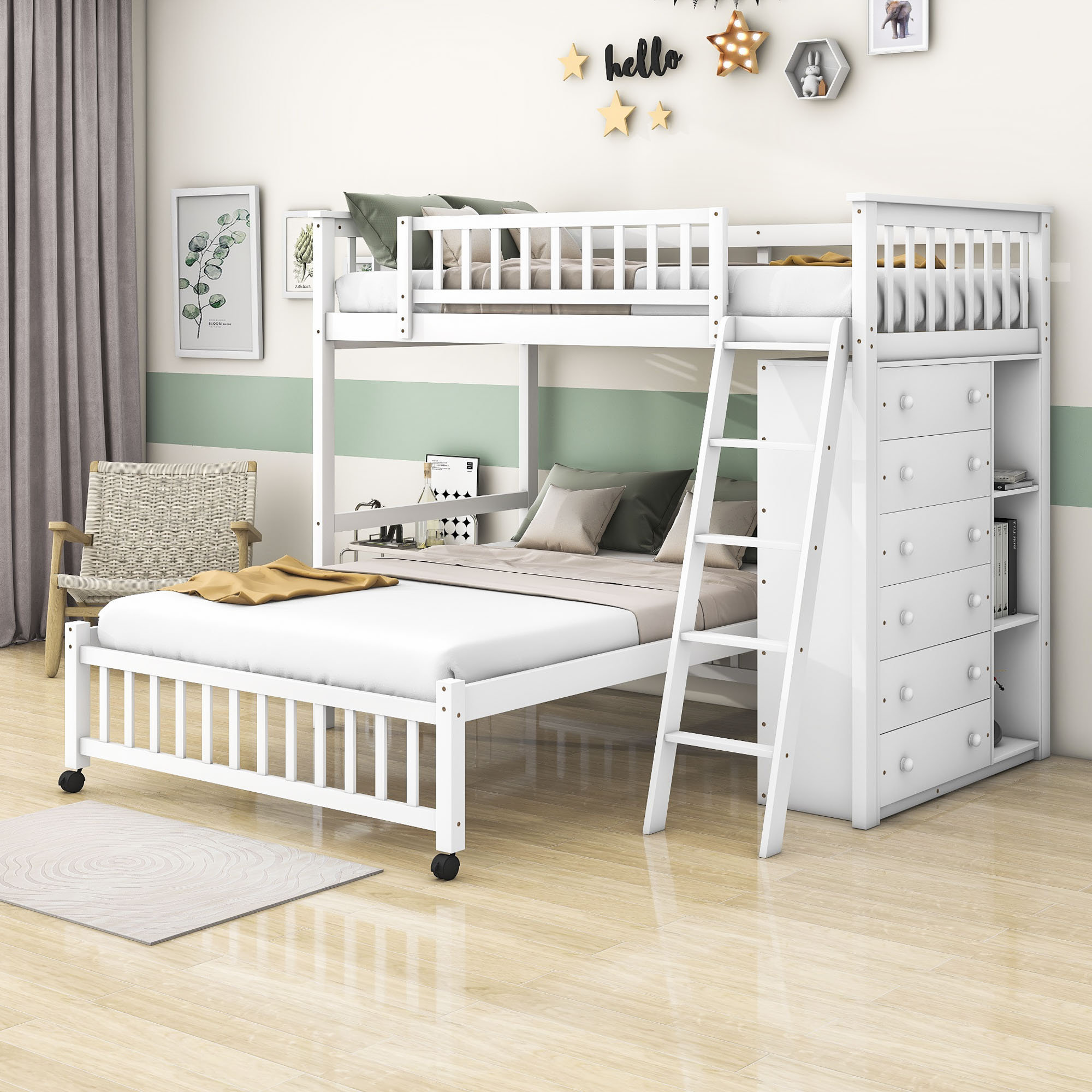 Harriet Bee Elys Kids Twin Over Full Bunk Bed with Drawers & Reviews