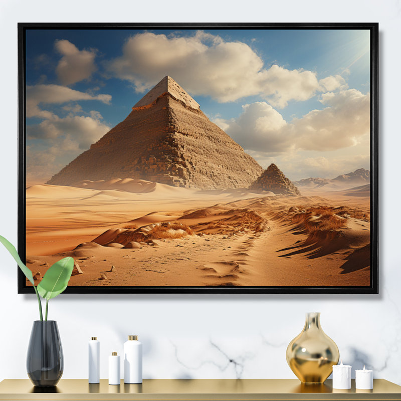 Pyramid Ethereal Sands - Égypte, impressions sur toile, Cadre flottant noir, H 16 po x l 32 po x P 1 po