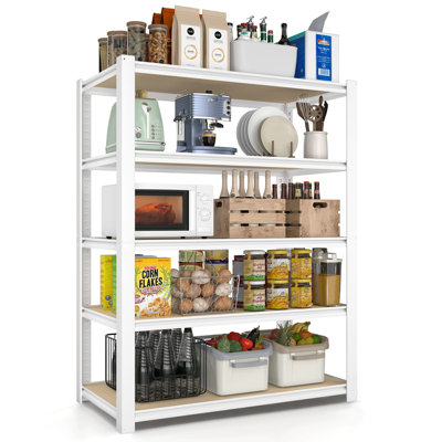 Heavy Duty 5-Tire Adjustable Garage Shelves 27.5" W x 11.8" D x 60" H Storage Shelves Utility Rack White